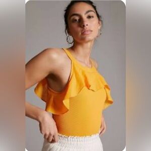 Like-new Anthropologie Maeve Ruffled Rib Halter Tank Top, XS